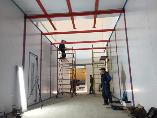 Возведение камеры SPK GROUP для смешивания и хранения красок на Заводе по производству дизельных двигателей (г. Астана)