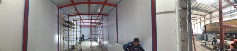 Возведение камеры SPK GROUP для смешивания и хранения красок на Заводе по производству дизельных двигателей (г. Астана)