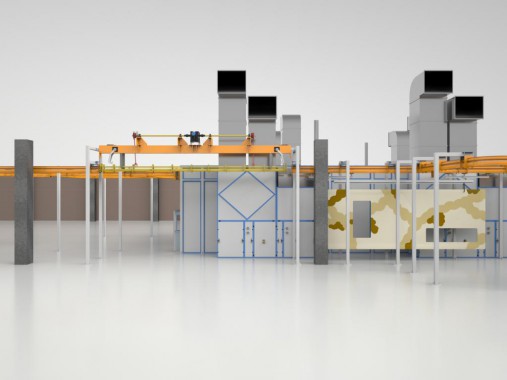 Линия окраски и сушки деталей кузовов спецтехники SPK