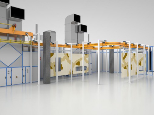 Линия окраски и сушки деталей кузовов спецтехники SPK