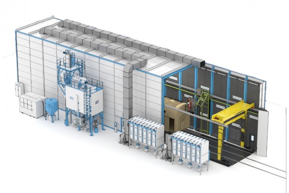Автоматизированная дробеструйная камера для жд вагонов SPK-SBB-38.8.8