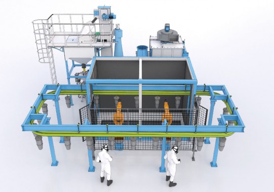 Роботизированный комплекс дробеструйной обработки изделий машиностроения SPK