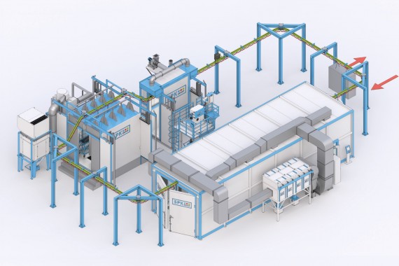 Комплекс оборудования для порошковой окраски с ручным подвесным конвейером SPK