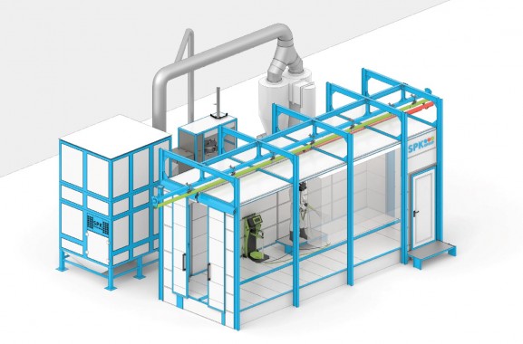 Комплекс оборудования для порошковой окраски металлоконструкций с конвейерной системой SPK