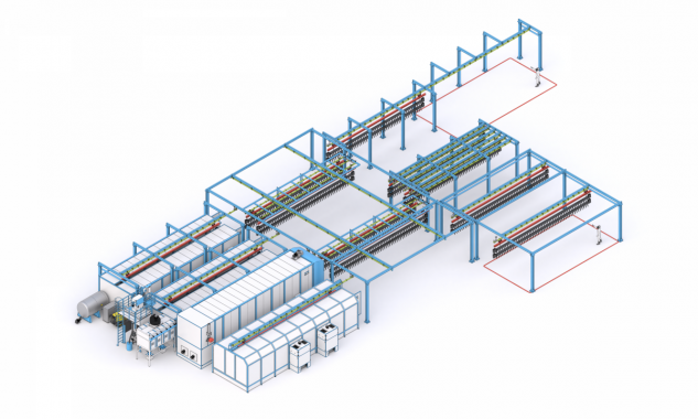 Линия SPK дробеструйной обработки и порошковой окраски сельхозтехники