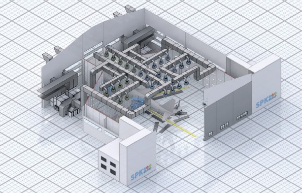 Комплекс SPK-SCB-65.60.28 подготовки и окраски самолетов спецназначения