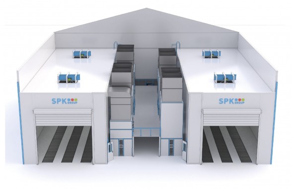 Уличная двухсекционная окрасочно-сушильная камера для жд вагонов SPK-SCB-26.24.10.