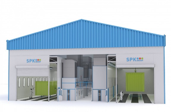 Уличная двухсекционная окрасочно-сушильная камера для жд вагонов SPK-SCB-26.24.10.