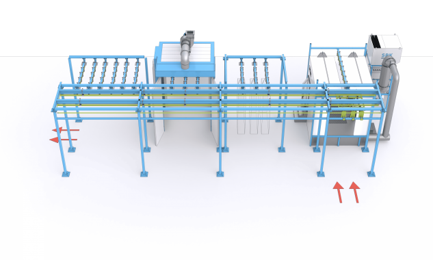 Комплекс оборудования для порошковой окраски с ручной конвейерной системой