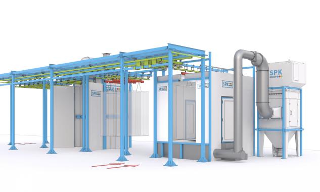Комплекс оборудования для порошковой окраски с ручной конвейерной системой