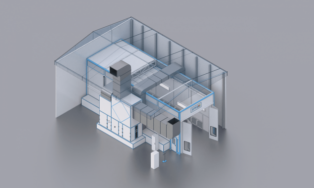 Уличная покрасочно-сушильная камера для металлоконструкций SPK-16.6.5