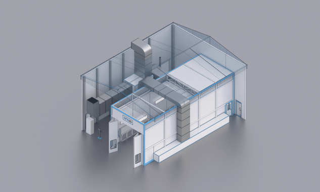 Уличная покрасочно-сушильная камера для металлоконструкций SPK-16.6.5