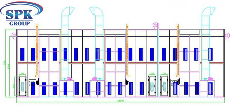 Окрасочно-сушильная камера для Ж/Д вагонов с возможностью разделения на 7 и 15 м SPK-22x6x6.5 Россия