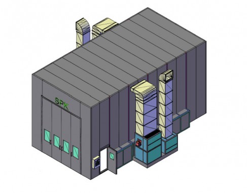 Покрасочно-сушильная камера для грузового транспорта SPK-12х5х5