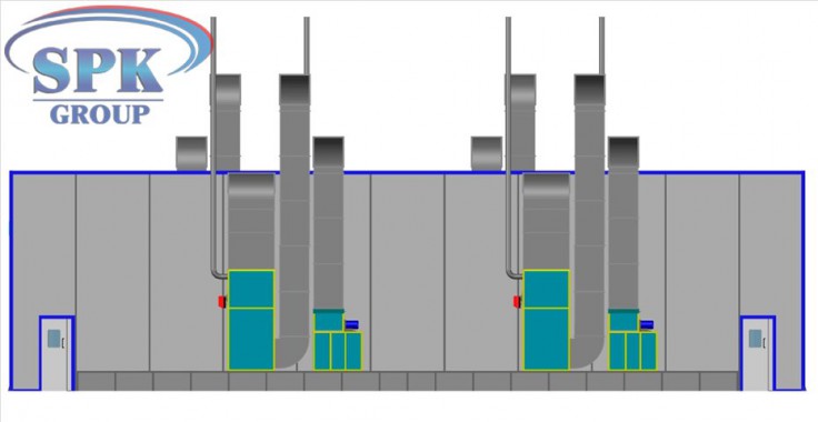 Проходная покрасочно-сушильная камера для троллейбусов SPK-22.6.5