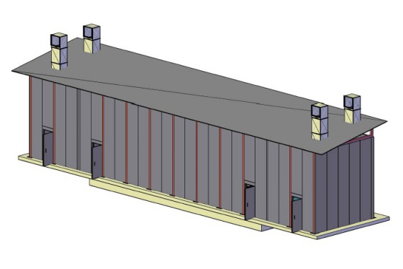 Уличная окрасочная камера, пристроенная к существующему зданию SPK-17.5.5