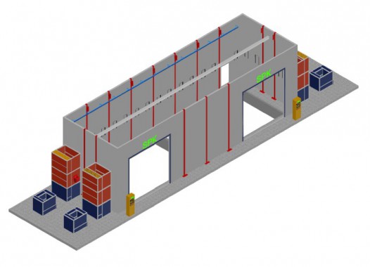 Уличная окрасочная камера, пристроенная к существующему зданию SPK-17.5.5