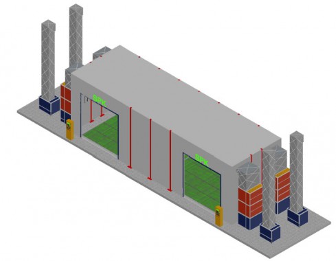 Уличная окрасочная камера, пристроенная к существующему зданию SPK-17.5.5