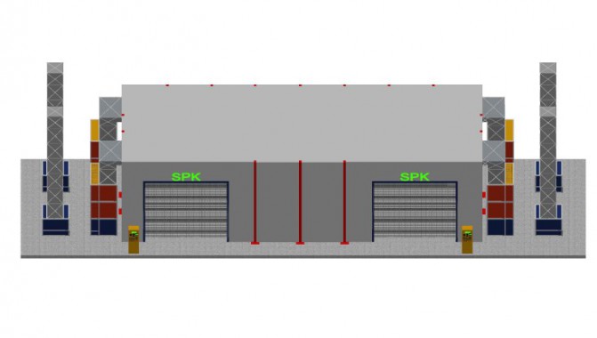 Уличная окрасочная камера, пристроенная к существующему зданию SPK-17.5.5