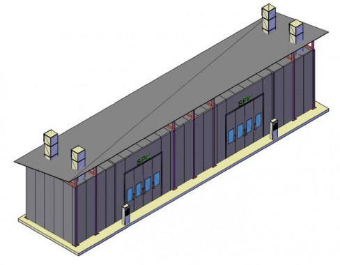 Уличная окрасочная камера, пристроенная к существующему зданию SPK-17.5.5