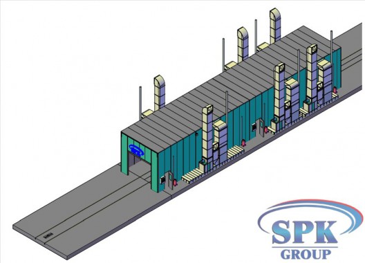 Окрасочно-сушильный комплекс для металлоконструкций проходного типа SPK-30.6.5
