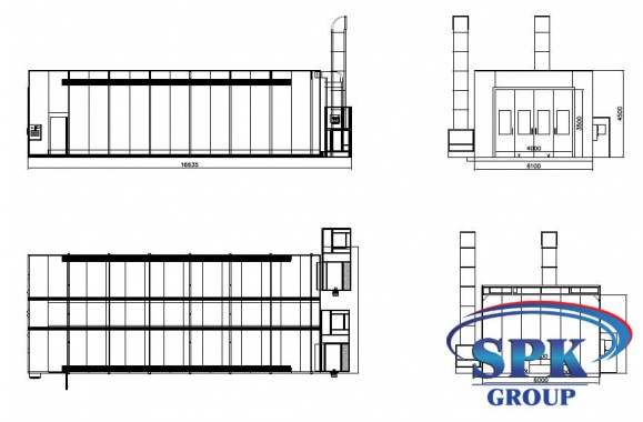 Окрасочно сушильная камера для металлоконструкций SPK 15.6.4
