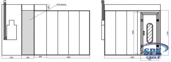 Окрасочно-сушильная камера для окраски деталей SPK-4.5х2.6х2.1 Россия