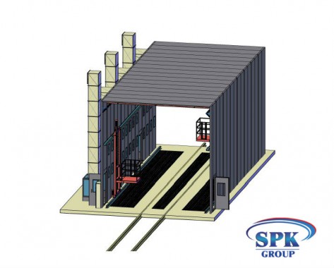 Окрасочно сушильная камера для сварных металлоконструкций с тележкой SPK 16x7x6