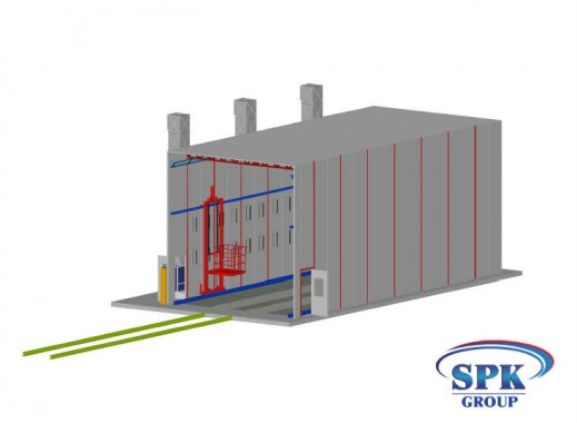 Окрасочно сушильная камера для сварных металлоконструкций с тележкой SPK 16x7x6