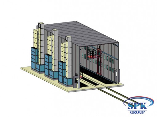 Окрасочно сушильная камера для сварных металлоконструкций с тележкой SPK 16x7x6