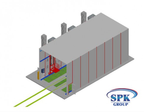 Окрасочно сушильная камера для сварных металлоконструкций с тележкой SPK 16x7x6