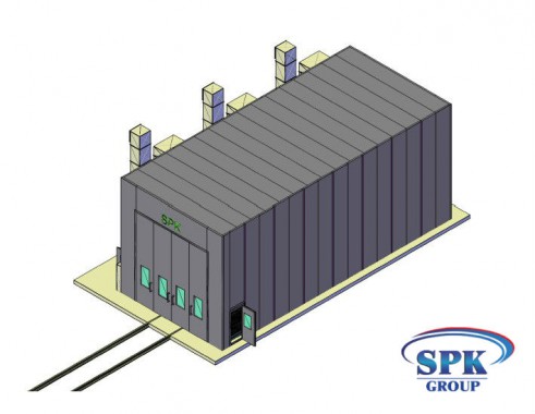Окрасочно сушильная камера для сварных металлоконструкций с тележкой SPK 16x7x6