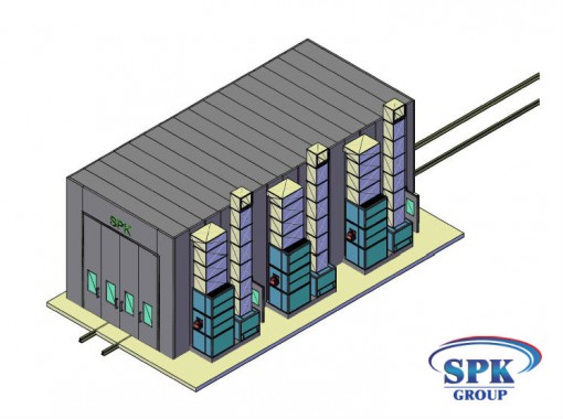 Окрасочно сушильная камера для сварных металлоконструкций с тележкой SPK 16x7x6