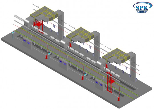 Комплекс для окраски и сушки трамваев проходного типа SPK-33.6.6