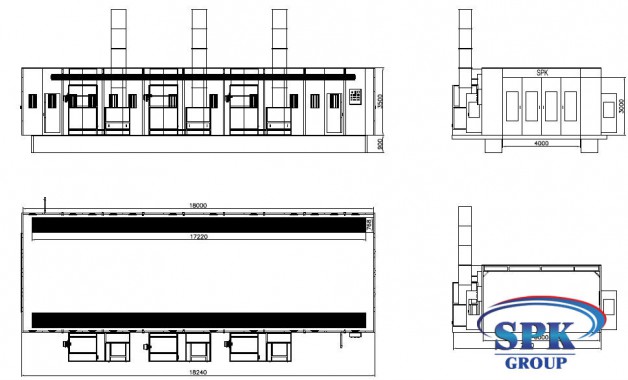 Окрасочно сушильная камера для труб SPK 18х6х3