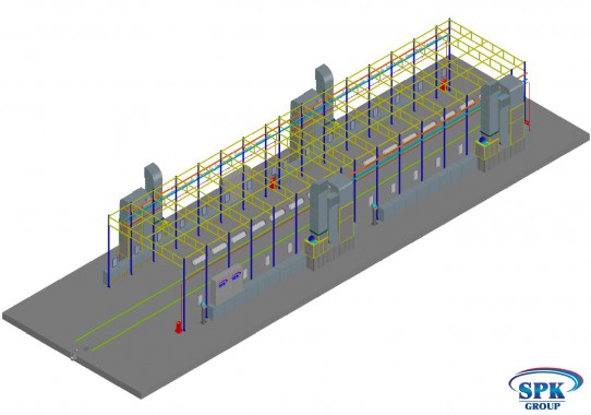Малярная камера проходного типа для стрел башенных кранов SPK-32.7.5
