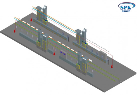 Малярная камера проходного типа для стрел башенных кранов SPK-32.7.5