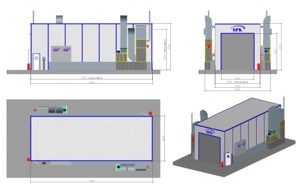 Камера окраски для автобусов и грузовых автомобилей тупикового типа SPK-15.6.5