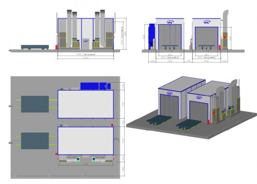 Окрасочно-сушильная камера в тупиковом исполнении SPK-15.6.5 