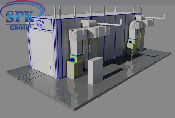 Уличная покрасочно-сушильная камера для металлоконструкций SPK-15.5.5