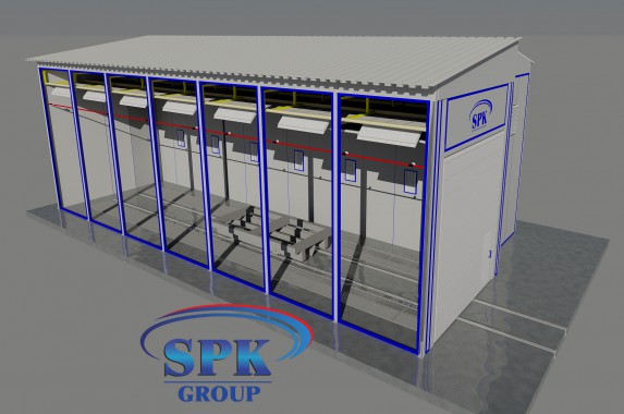 Уличная покрасочно-сушильная камера для металлоконструкций SPK-15.5.5