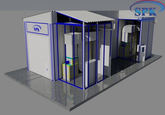 Уличная покрасочно-сушильная камера для металлоконструкций SPK-15.5.5