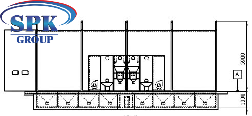Обитаемая дробеструйная камера с фасеточным полом тупикового типа SPK-15.5.5