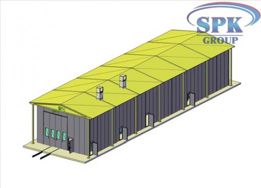 Дробеструйная камера, совмещенная с окрасочно-сушильной уличного исполнения SPK-42.5.5