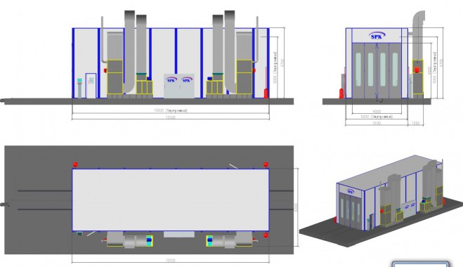 Тупиковая покрасочно-сушильная камера для грузового автотранспорта SPK-15.5.5