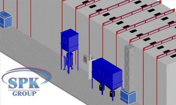 Дробеструйная камера, совмещенная с окрасочно-сушильной уличного исполнения SPK-42.5.5