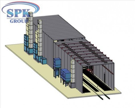 Дробеструйная камера, совмещенная с окрасочно-сушильной уличного исполнения SPK-42.5.5