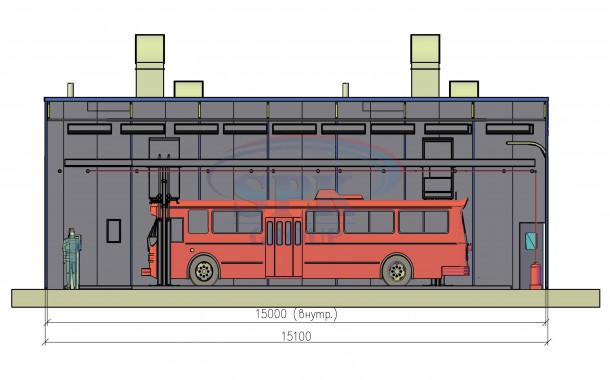 Проходная покрасочно-сушильная камера для троллейбусов SPK-15.6.5 