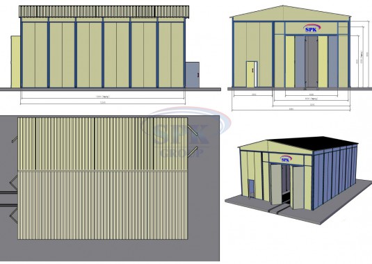 Тупиковая уличная абразивоструйная камера для металлоконструкций SPK-12.6.5