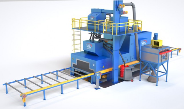 Дробемётная установка проходного типа с рольгангом для очистки металлопроката SPK D 20.6.11-R